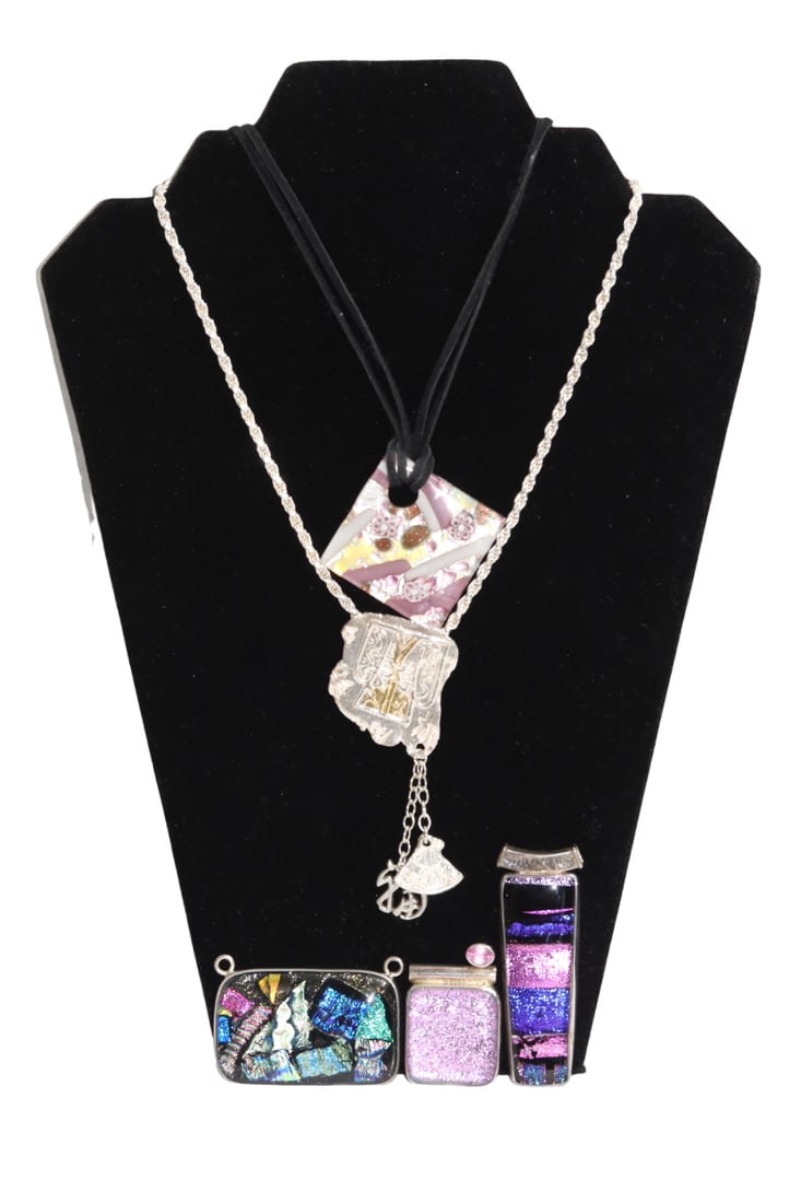 Signed Barbie Koncher Studio Sterling Silver Backed Pendants and Necklace + Other (1 of 17)