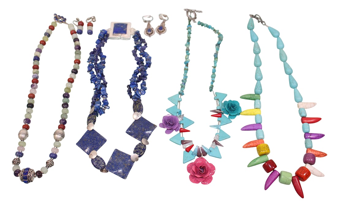 4 Statement Necklaces & Earrings, Some with Sterling Clasps (1 of 20)