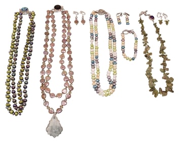 Pearl & Stone Necklaces with Sterling Silver Clasps