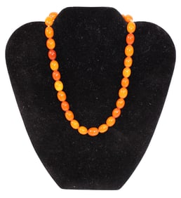 Antique Amber Bead Necklace with Receipt Dated 1925