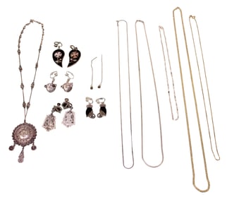 Sterling Silver Necklaces & Earrings, incl. Ornate Israeli Necklace