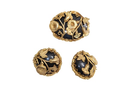 Metropolitan Museum of Art (MMA) Signed Miriam Haskell Blossom Pin Brooch and Floral Earrings