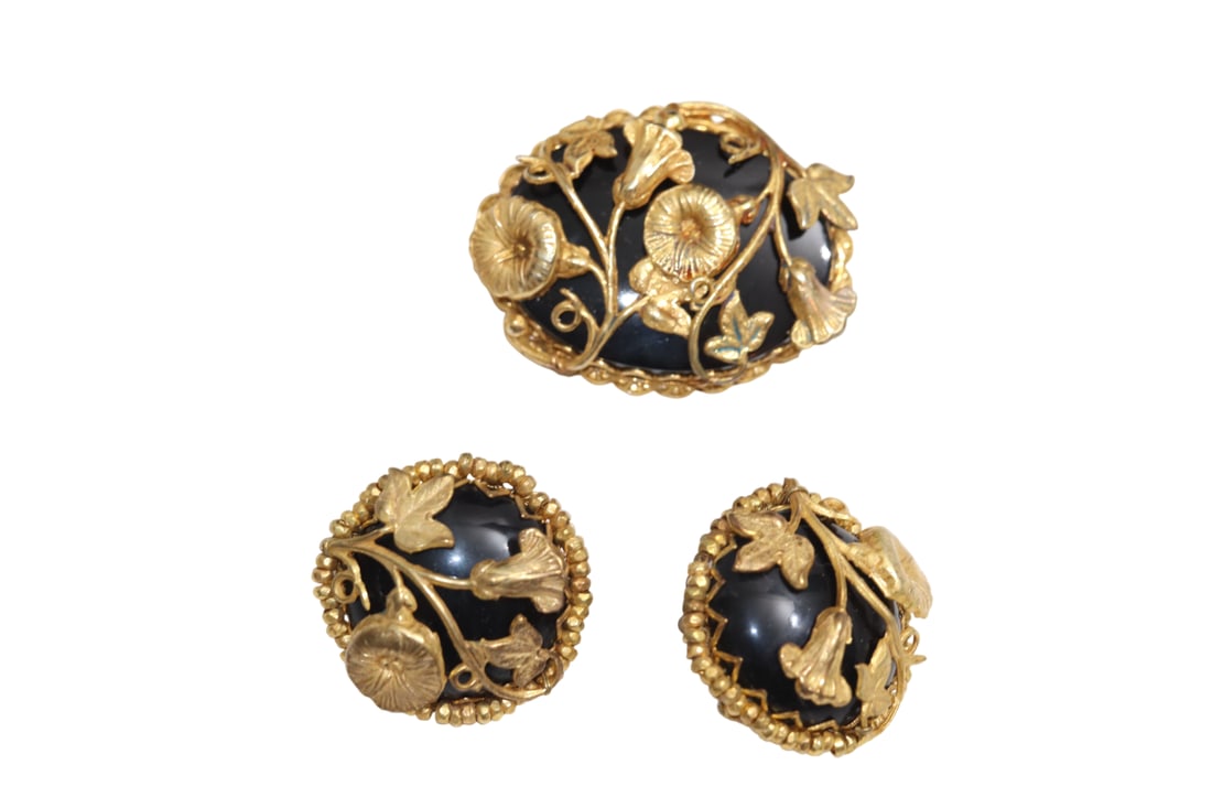 Metropolitan Museum of Art (MMA) Signed Miriam Haskell Blossom Pin Brooch and Floral Earrings (1 of 18)