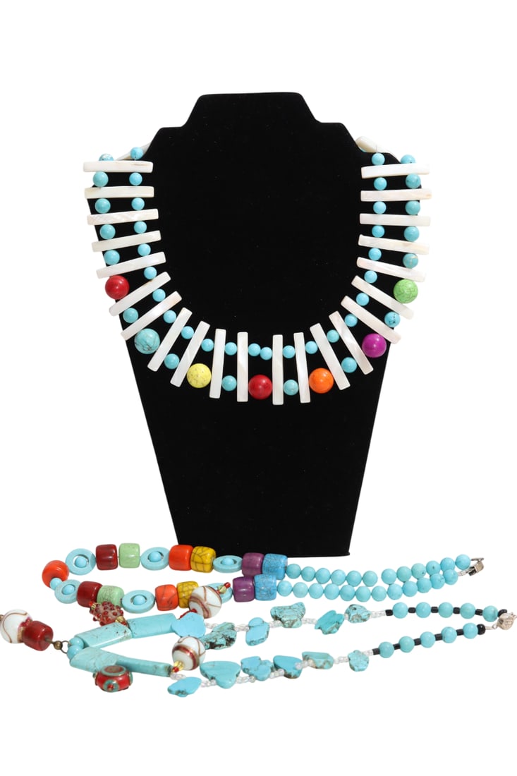 3 Colorful Polished Turquoise Stones and Beaded Necklaces (1 of 20)