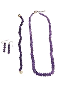 Stauer Amethyst Colored Stone Necklace, Earring and Bracelet Set in Protective Case
