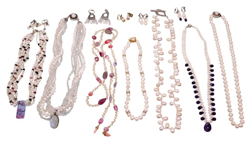 Artisan Made Pearl Necklaces & Earrings, Most with Sterling Silver Clasps