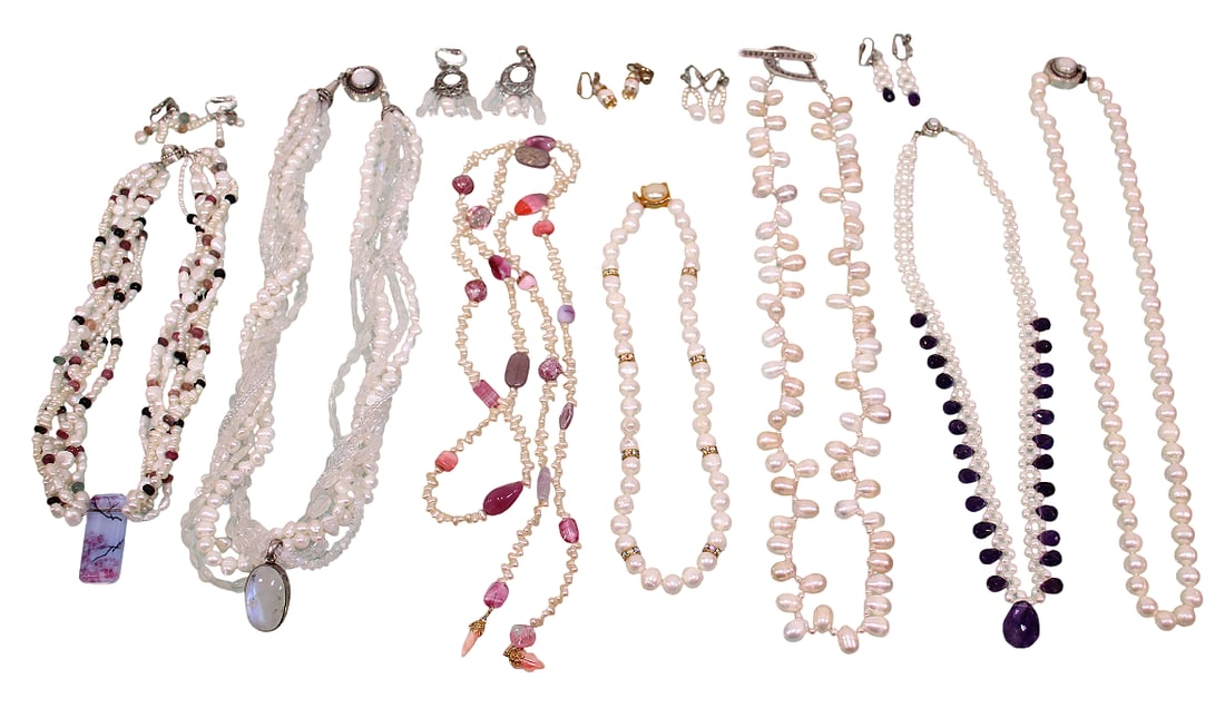 Artisan Made Pearl Necklaces & Earrings, Most with Sterling Silver Clasps (1 of 20)