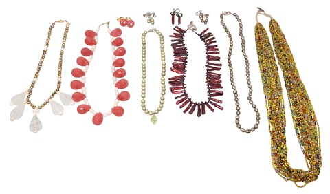 6 Pearl & Bead Necklaces & Earrings