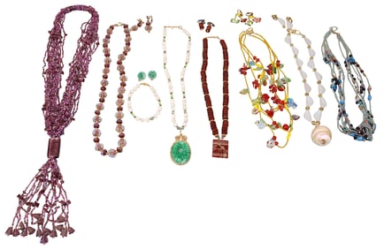 Glass & Stone Bead Necklaces, Bracelet & Earrings