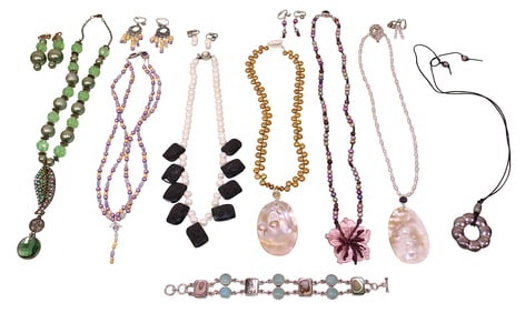 Artisan Made Necklaces, Plus Sterling Silver Bracelet & Flower Pendant