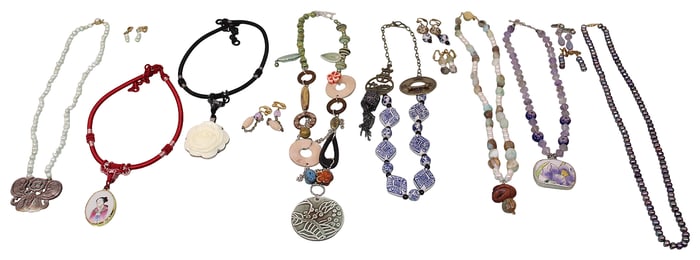 Asian Inspired Necklaces, Some with Sterling Clasps