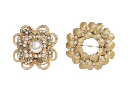 Pair of Signed Miriam Haskell Brooches