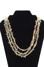 Stauer Citrine Yellow Beaded 3 Strand Braided Necklace Choker with Sterling Silver Clasp and Case
