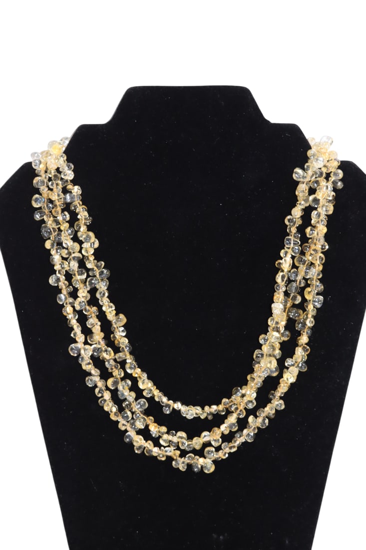 Stauer Citrine Yellow Beaded 3 Strand Braided Necklace Choker with Sterling Silver Clasp and Case: Stauer Citrine Yellow Beaded 3 Strand Braided Necklace Choker with Sterling Silver Clasp and Case