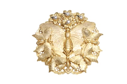 RARE Gorgeous Signed Miriam Haskell 5 Butterflies Brooch