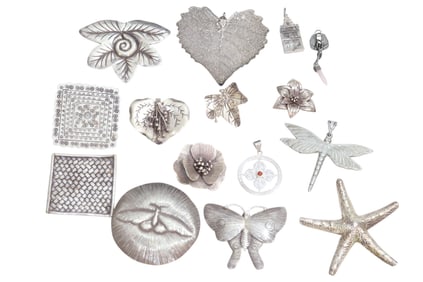 Silver Tone Pendants and Brooches/ Pins