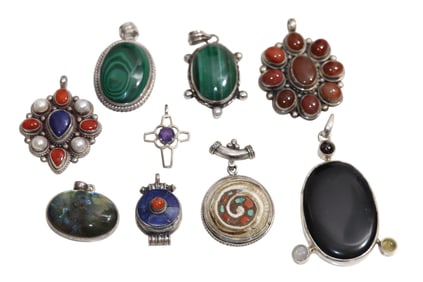 Natural Stone Pendants - Some Marked Sterling