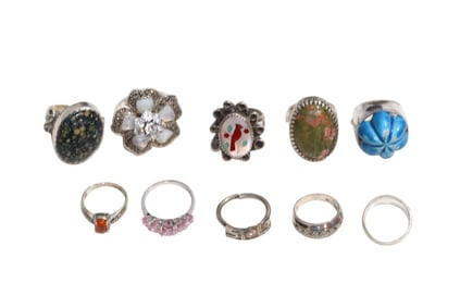 10 Fashion Rings Including Sterling Silver, Stauer, Etc - Sizes 6-10