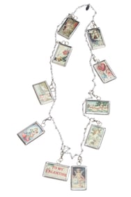 Vintage Valentines Postcard Style Pendant Necklace