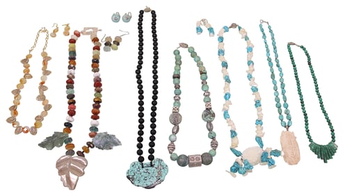 Artisan Made Necklaces incl. Southwestern Styles with Turqoise & Carved Bone Pendant