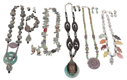 Stone Bead Necklaces & Earrings incl. Asian & Tribal Styles