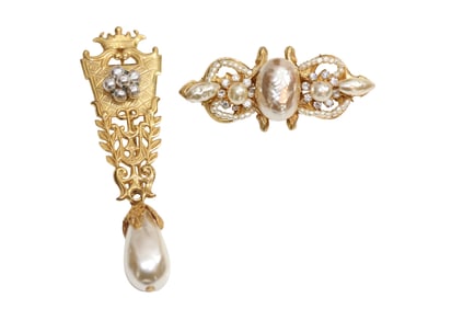 Pair of Signed Miriam Haskell Brooches/ Pins