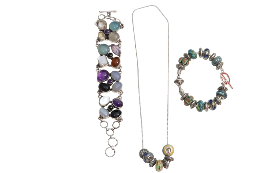 Pandora STYLE Bracelet and Necklace + Polished Stone Sterling Silver Bracelet (1 of 12)