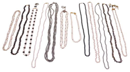 Various Pearl Necklaces, Some with Sterling Silver Clasps
