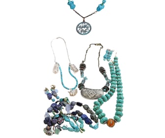 Turquoise and Other Stone Beaded Necklaces with Unique Pendants