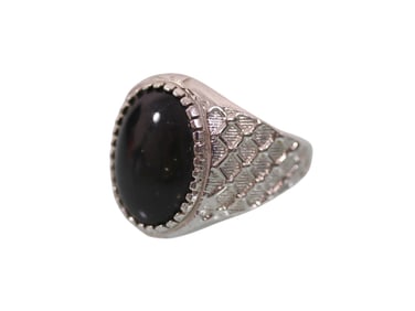 Men's Joseph Esposito 18 Karat Gold Plated Ring with Black Stone