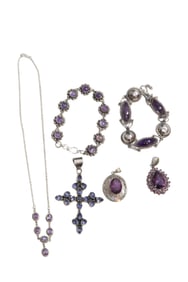 Amethyst Colored Jewelry Including Necklace, Pendants and Bracelets Incl Beckmann Sterling Silver