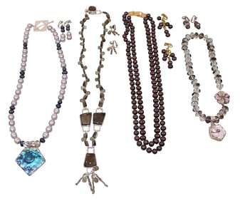 4 Artisan Made Necklaces, Some with Sterling Silver Pendants & Clasps