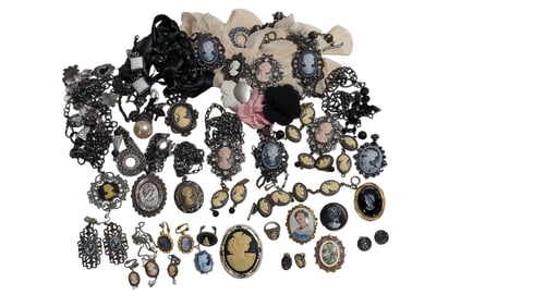 Cameos, Cameos, Cameos! Pins, Earrings, Rings, Necklaces, Etc Including Intagilo, Sterling, Limoges