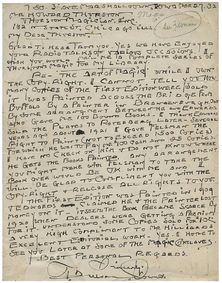 Downs, T. Nelson. Autograph Letter Signed to Howard (1 of 1)