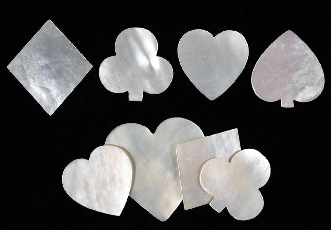 Eight Mother of Pearl Trump Markers in Shape of Suit (1 of 1)