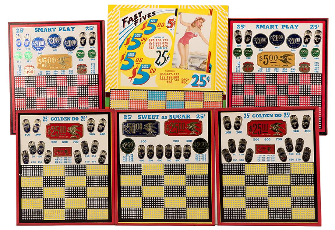 Lot of Six Vintage Punch Boards. (1 of 1)