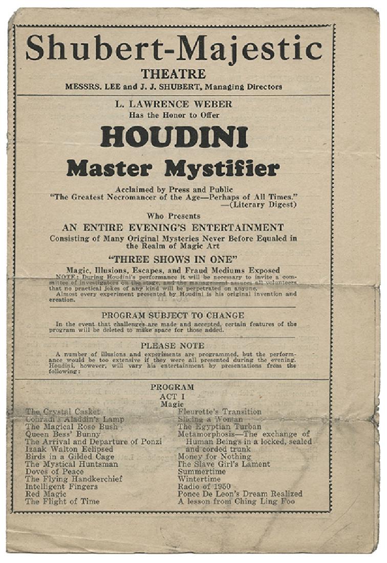 Shubert-Majestic Theatre Program. Houdini, Harry (1 of 1)