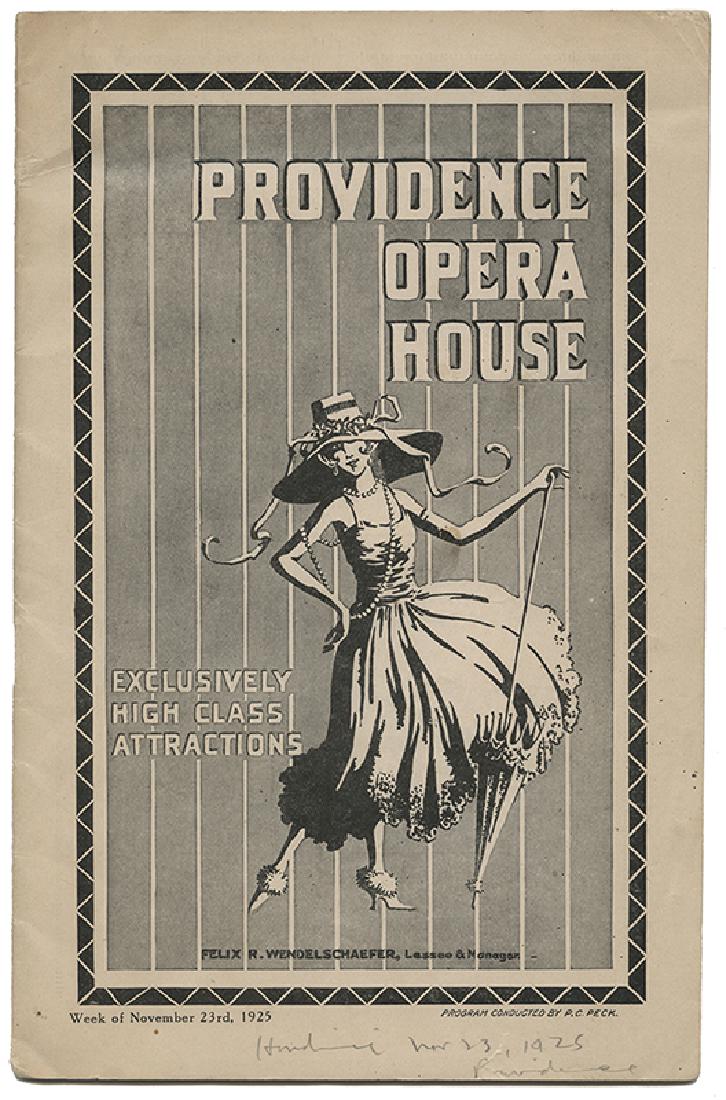 Providence Opera House Program. Houdini, Harry (Ehrich (1 of 2)