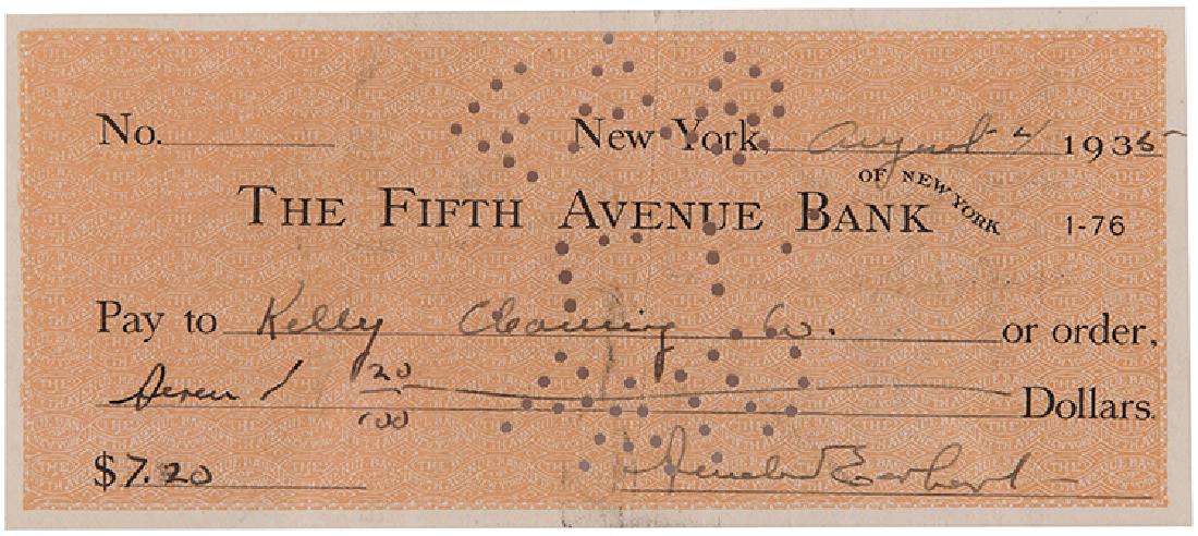 Earhart, Amelia. Signed personal check. (1 of 1)