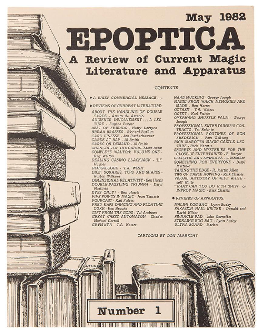 Epoptica.: Epoptica. Jeff Busby. N1 (May 1982) – N12 (Sept. 1989). Complete file of loose issues. Alfredson/Daily 2135. Fine.