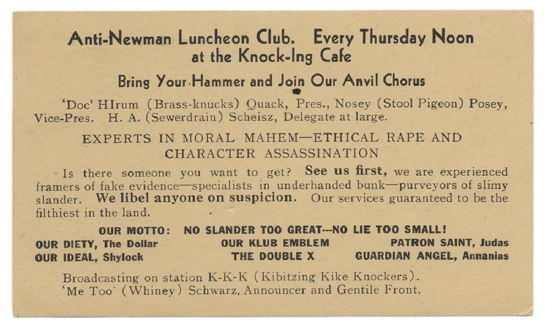 Newmann, George. Group of Newmann-Related Ephemera. (1 of 3)