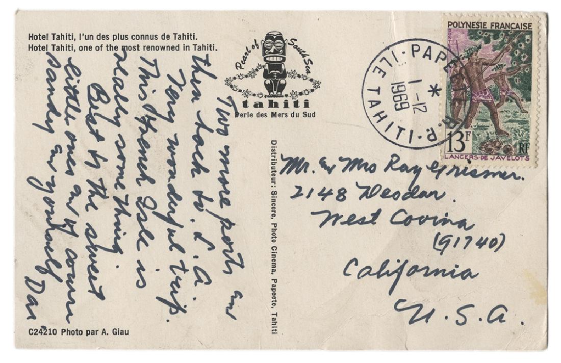 Vernon, Dai. Autograph Vacation Postcard Signed to Ray (1 of 2)