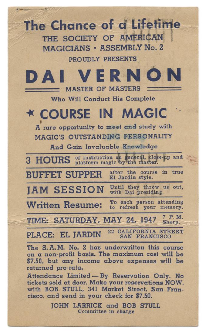 Dai Vernon Course in Magic Postcard. (1 of 2)