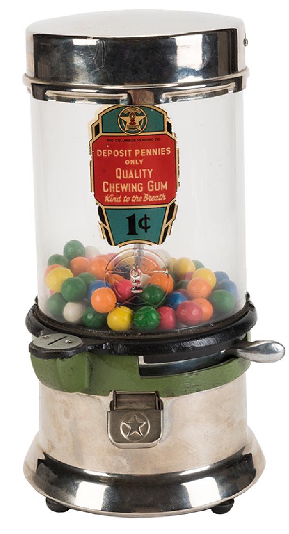 Columbus Vending Co. 1 Cent Model V Gumball Vendor. (1 of 1)