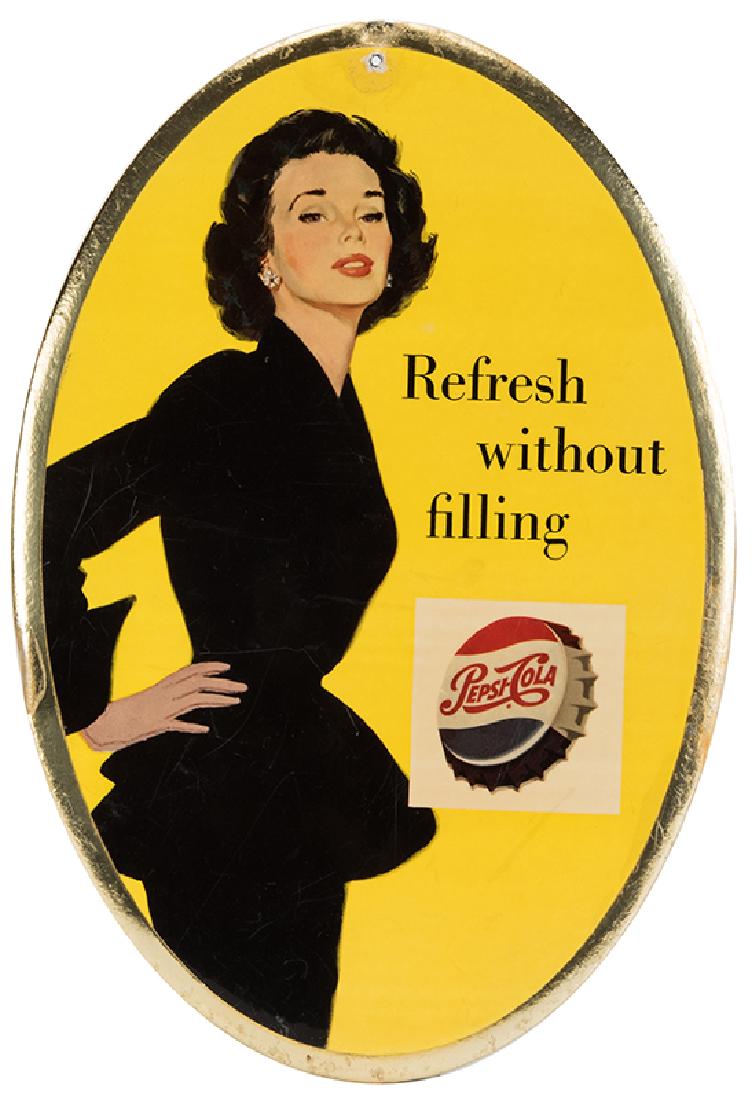 Pepsi-Cola “Refresh Without Filling” Oval Celluloid (1 of 1)