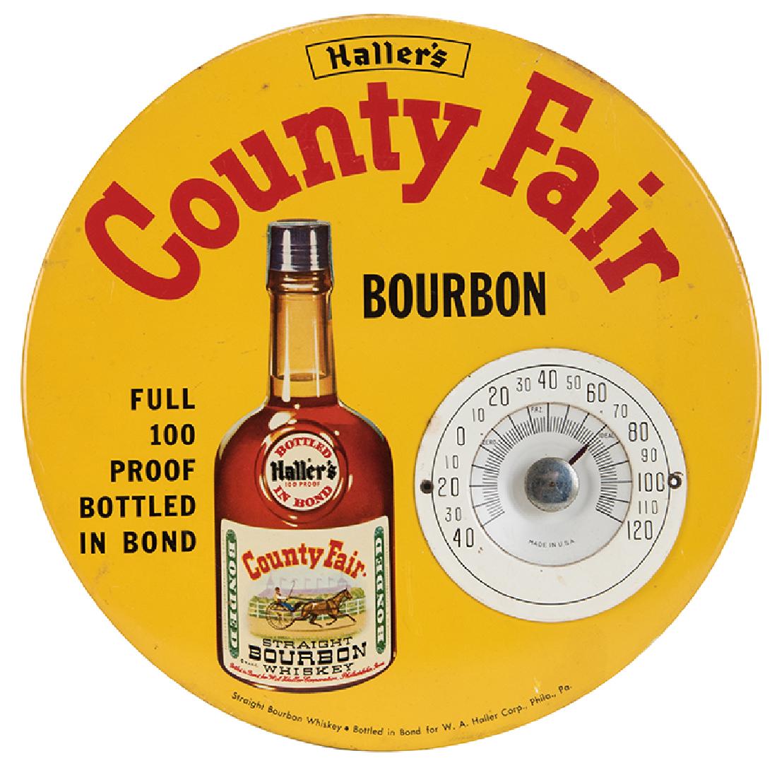 Haller’s County Fair Bourbon Round Celluloid Sign with (1 of 1)