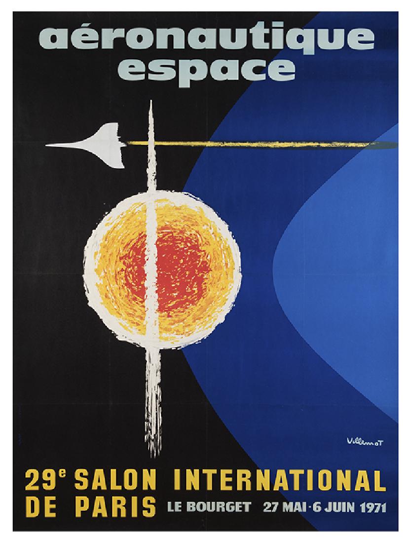 Aéronautique Espace.: Villemot, Bernard. Aéronautique Espace. 1971. Linen-backed. 62 ¼ x 46”. Old folds and repaired tears. B+.