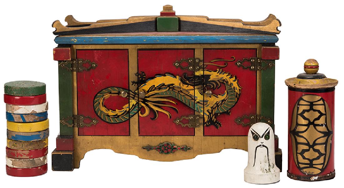 Haunted Cabinet and Checkers of Quong Hi.: Haunted Cabinet and Checkers of Quong Hi. Los Angeles: F.G. Thayer, ca. 1929. Club-size version of the Checker Cabinet effect, as manufactured by Thayer. Dragon motif on front and rear panels. Cabinet