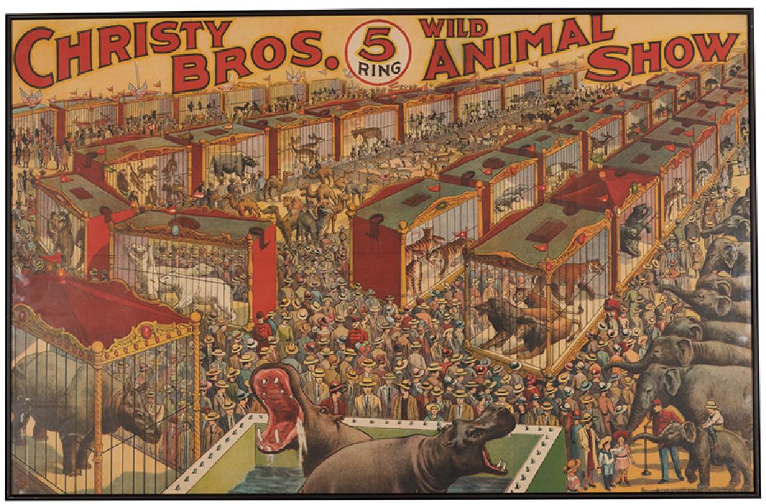Christy Brothers Five Ring Wild Animal Show Poster. (1 of 1)
