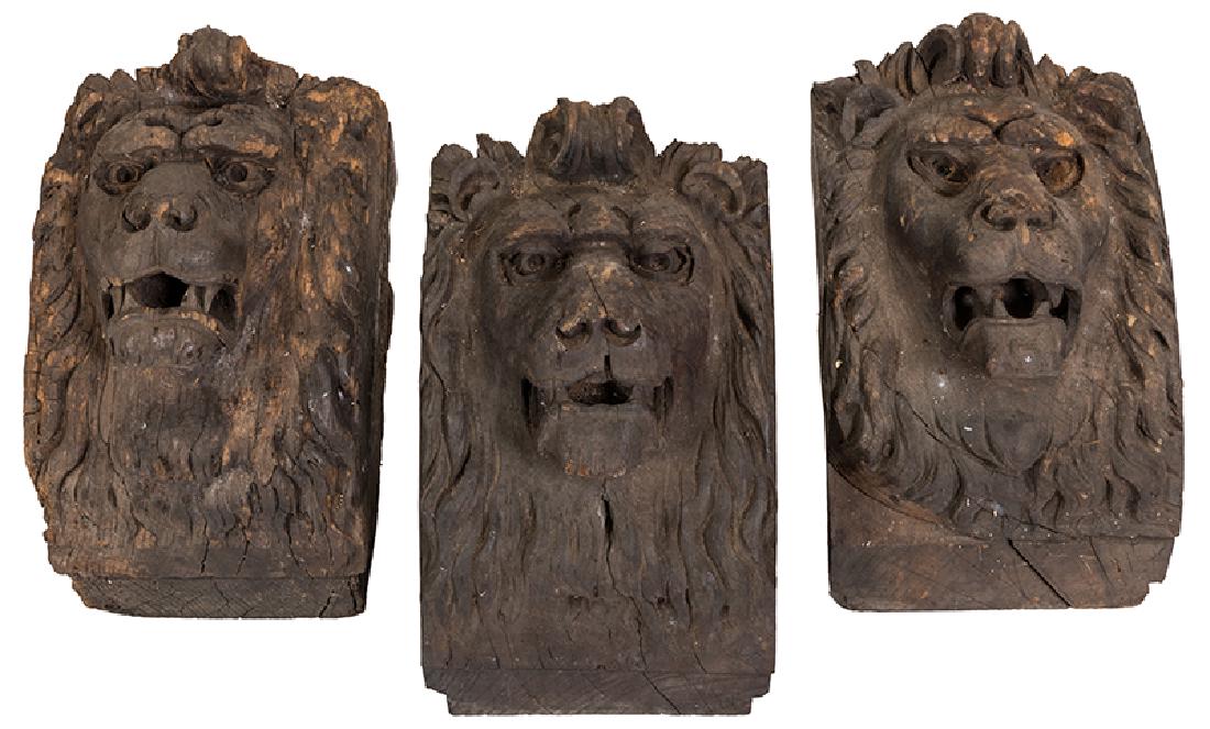 Trio of Nineteenth Century Lion's Head Architectural (1 of 1)